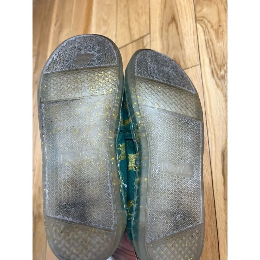 Toms Girls Green Reindeer Shoes Size 3